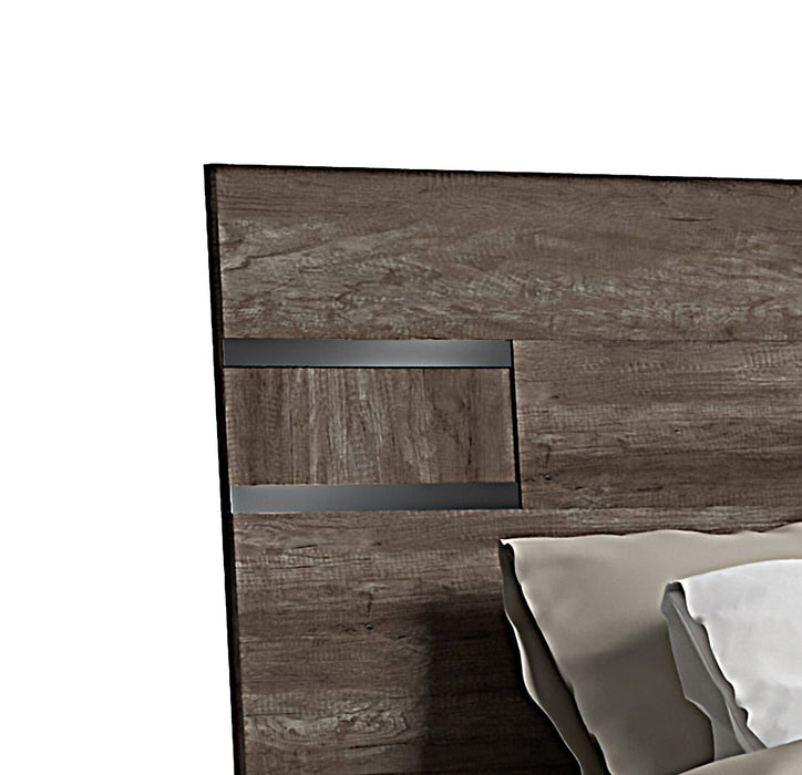 Gino 6pc Bedroom Set with Panel Bed, Dresser, Mirror & Nightstand - Made in Italy, Modern, Brown - King Size