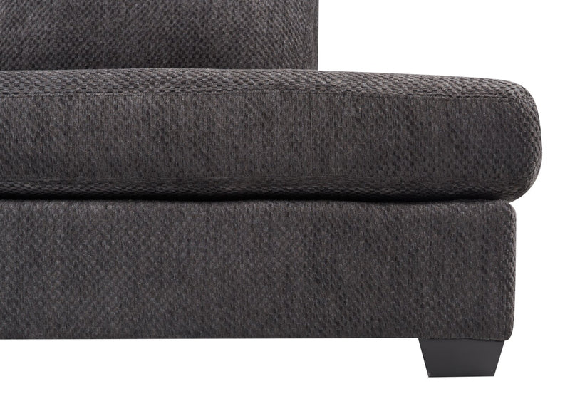 Made in Canada Morty 2-Piece Right-Facing Chenille Fabric Sectional with Accent Pillows - Grey