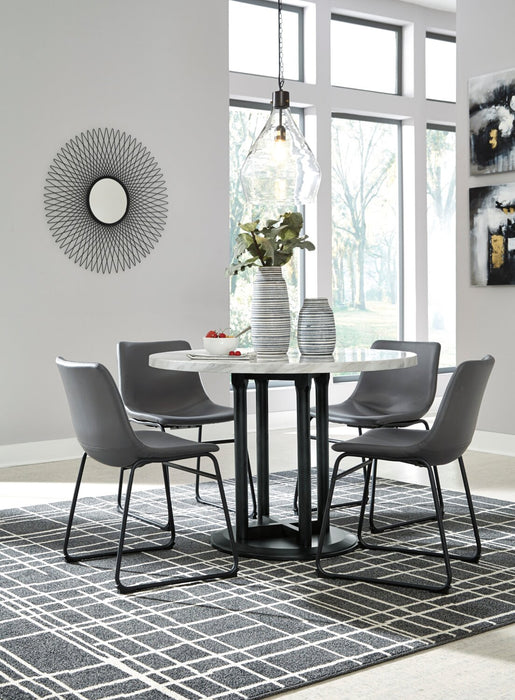 Cole Dining Chair with Vegan Leather Fabric, Metal - Grey