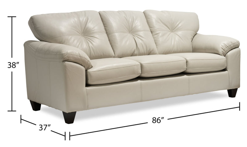 Made in Canada Addison 86\" Leather-Look Fabric Sofa with Removable Seat Cushion and Tufting - Beige