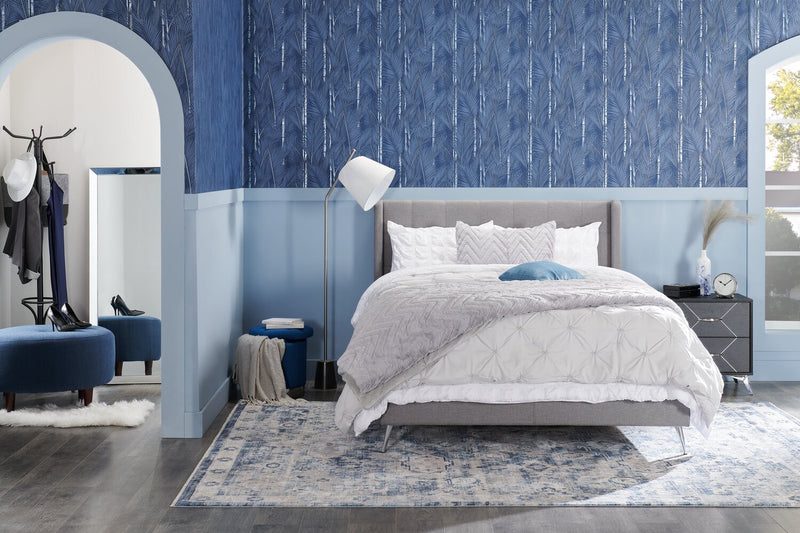 Beau Bedside 2-Drawer Nightstand, 21.7\"W x 24.6\"H, Modern - Black & Silver