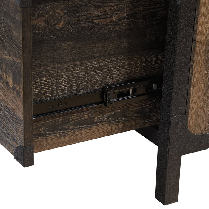 Lewis 59.84\" L-Shaped Office Desk with 2-Drawers - Carbon Oak