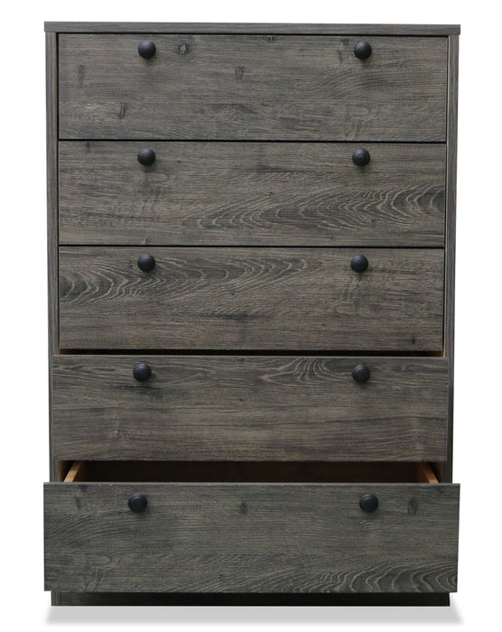 Hart Bedroom Chest of Drawers, 5-Drawer, 24.6\"W x 36.2\"H, Made in Canada - Grey