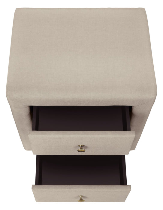 Zara Upholstered Bedside 2-Drawer Nightstand, 20.5\"W x 20.75\"H - Beige