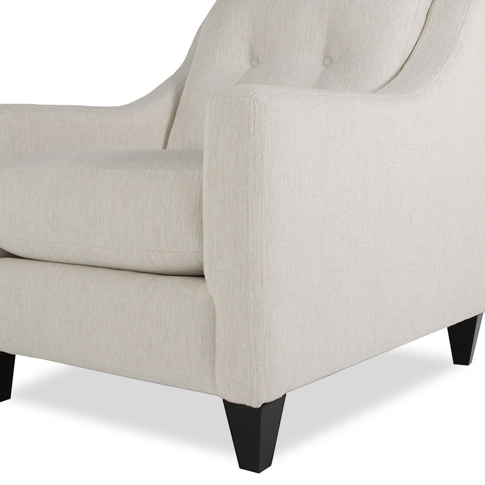Made in Canada Cindy Crawford Home Kylie 32\" Linen-Look Fabric Chair with Button Tufting - Zeus Pearl