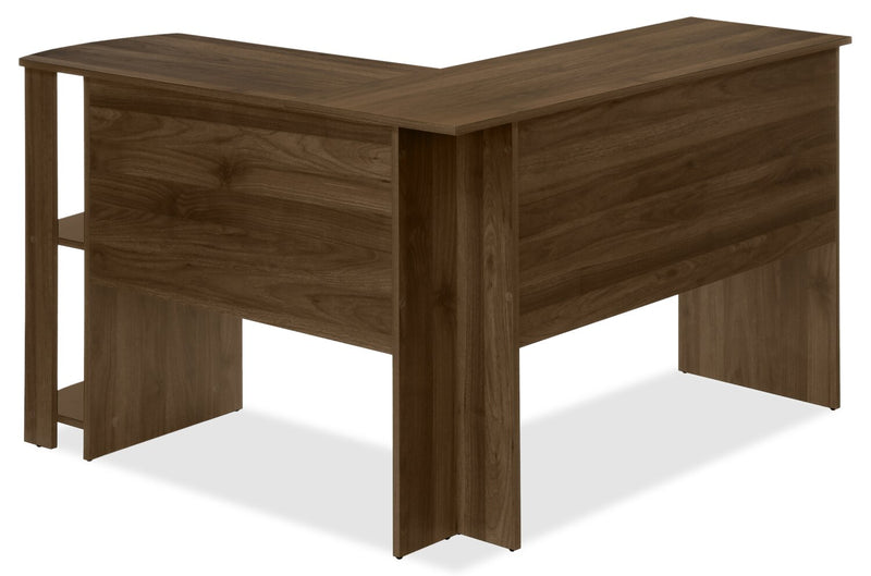 Eason 47\" L-Shaped Office Desk with Shelf - Walnut