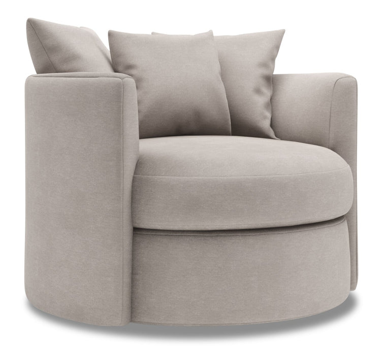Made in Canada Sofa Lab Customizable Nest 41\" Linen-Look Fabric Swivel Accent Chair - Pax Slate Grey