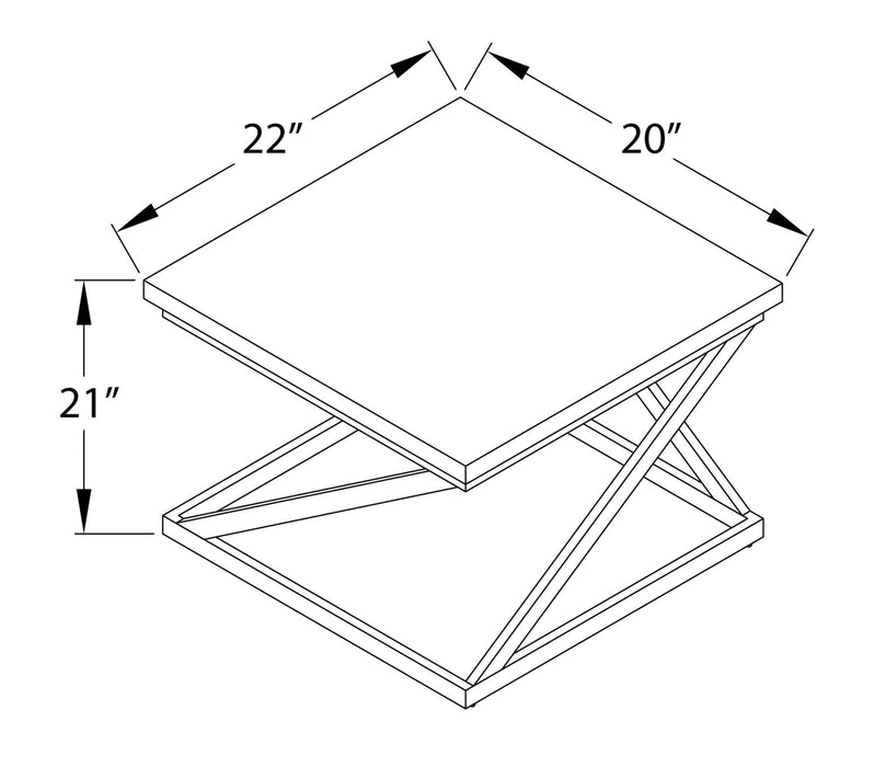 Verona 22\" Modern End Table - White Marble Look with Black Metal Base