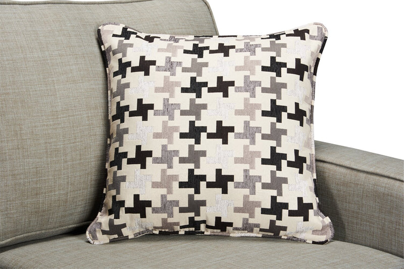 Made in Canada Sawyer 57\" Linen-Look Fabric Loveseat with Reversible Cushions and Accent Pillows - Light Grey