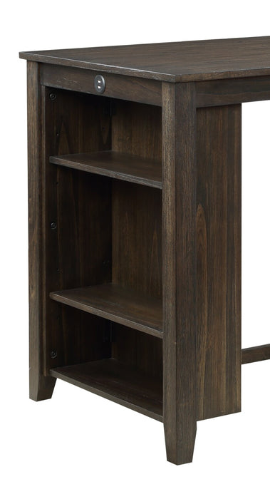 Lane 3pc Counter-Height Dining Set with Table & 2 Chairs, Built-in Shelves & USB, 36.5\"W - Brown