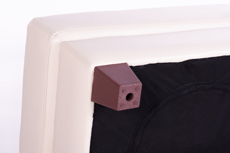 Chateau d’Ax Vita 31\" 100% Genuine Leather Ottoman with Diamond Pattern Stitching and Wood Legs - Smoke White