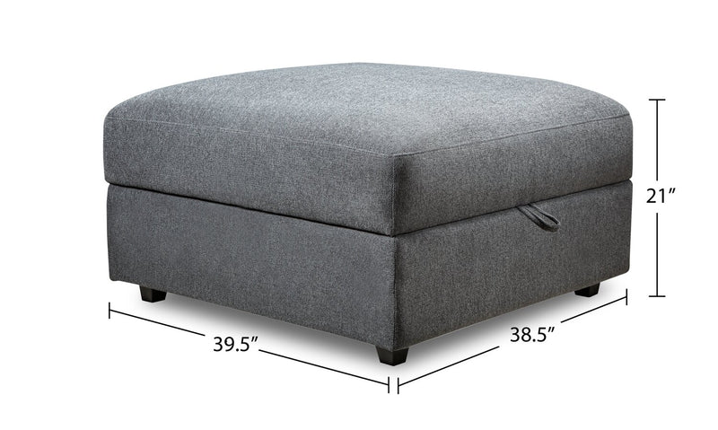 Scott Living Evolve Modular 39.5\" Linen-Look Fabric Storage Ottoman with Feather Down Cushion - Charcoal Grey