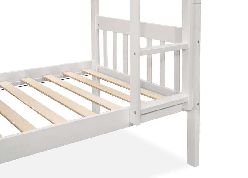 Miko Bunk Bed with Ladder & Guard Rail for Kids, White - Twin/Twin