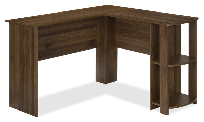 Eason 47\" L-Shaped Office Desk with Shelf - Walnut
