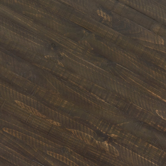 Bellamy 40\" Traditional Round Coffee Table - Dark Brown Pine with Scroll Design Wood Base