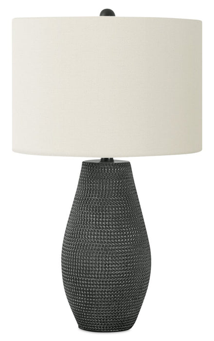 24\" Black Textured Table Lamp with Drum Shade