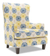 Made in Canada Sofa Lab Customizable Wingback 32\" Fabric Accent Chair - Sunshine Multicolour