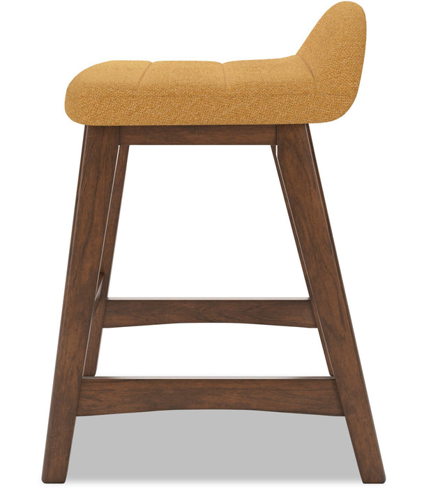 Jovi Counter-Height Stool with Linen-Look Fabric, Wood - Mustard
