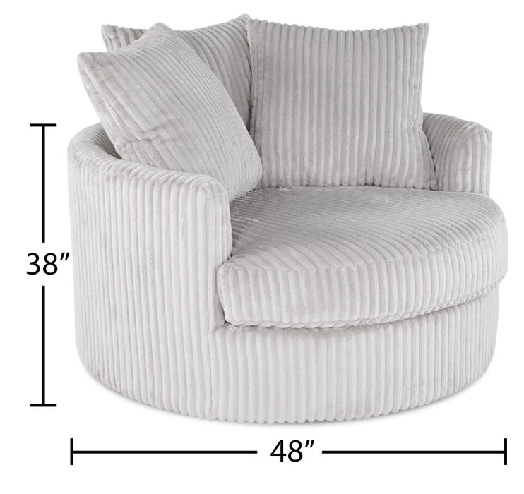Made in Canada Grande 48\" Chenille Fabric Cuddler Accent Chair - Groove Mist Grey