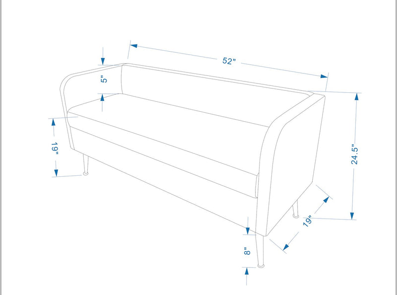 Cass 52\" Bench - Black Velvet with Gold Legs