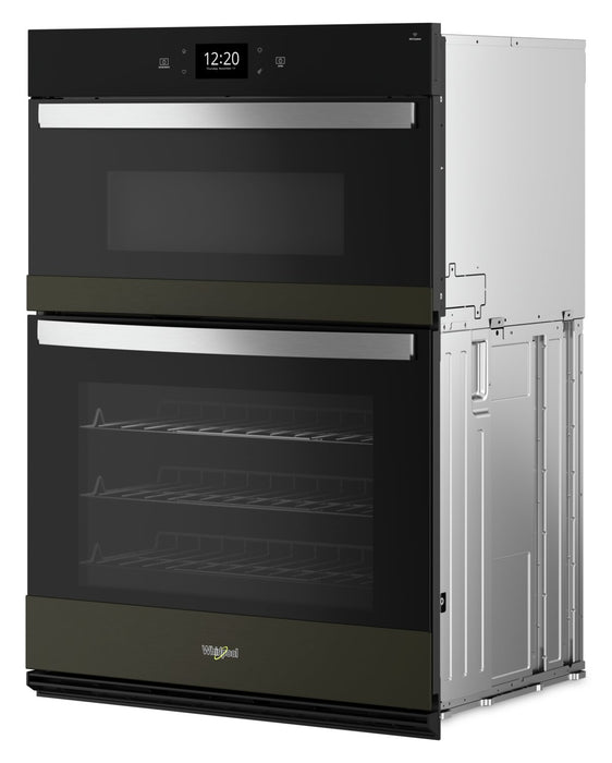 Whirlpool 30\" 5 Cu. Ft. Electric Combination Wall Oven with True Convection - Black Stainless Steel with PrintShield™ Finish - WOEC7030PV