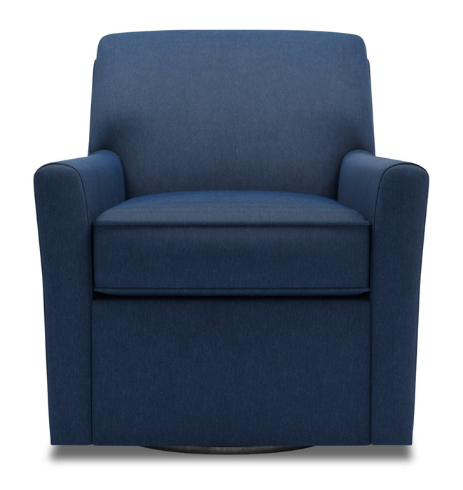 Made in Canada Sofa Lab Customizable Swivel 31\" Linen-Look Fabric Accent Chair - Pax Navy Blue