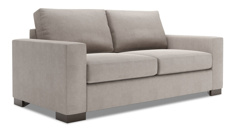 Made in Canada Customizable Sofa Lab Track 75\" Linen-Look Fabric Condo Size Sofa with Track Arms - Pax Slate Grey