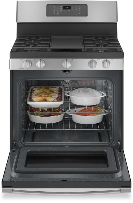 GE 5 Cu. Ft. Gas Range with Self Clean and Air Fry - Stainless Steel - JCGB735SPSS