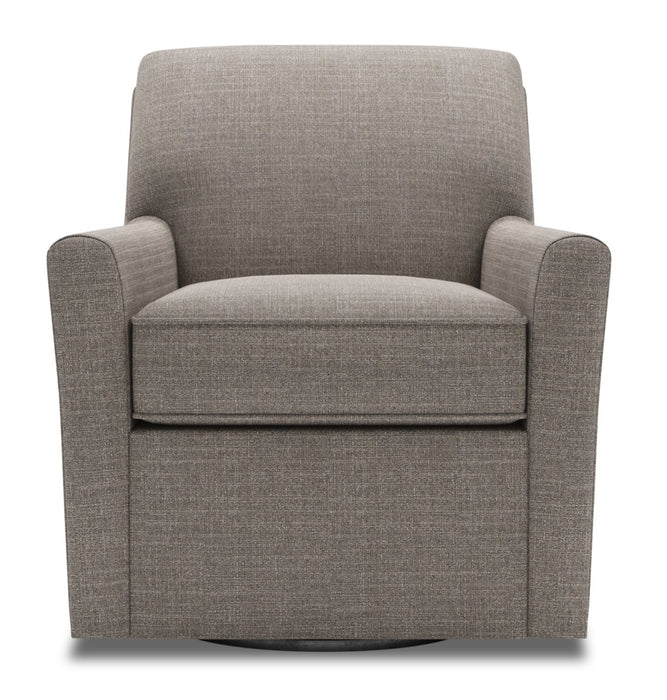 Made in Canada Sofa Lab Customizable Swivel 31\" Linen-Look Fabric Accent Chair - Luna Smoke Grey