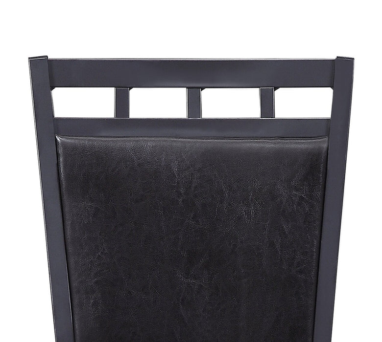 Marc 5pc Dining Set with Table & 4 Chairs, Marble-Look Top, Metal, 48\"W - Black