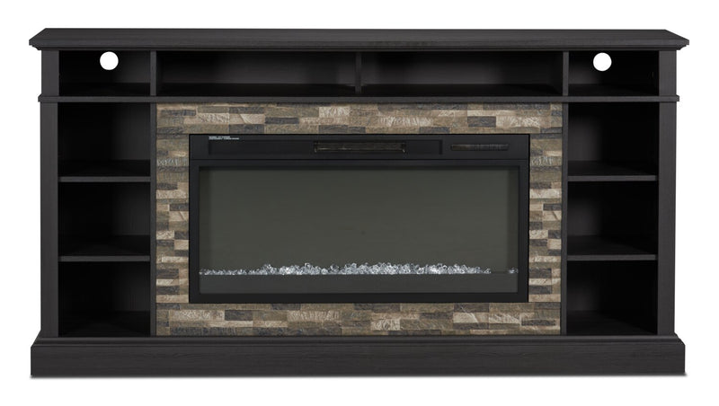 Lappland 70\" Electric Fireplace TV Stand with Storage and Cable Management for TVs up to 80\"- Black