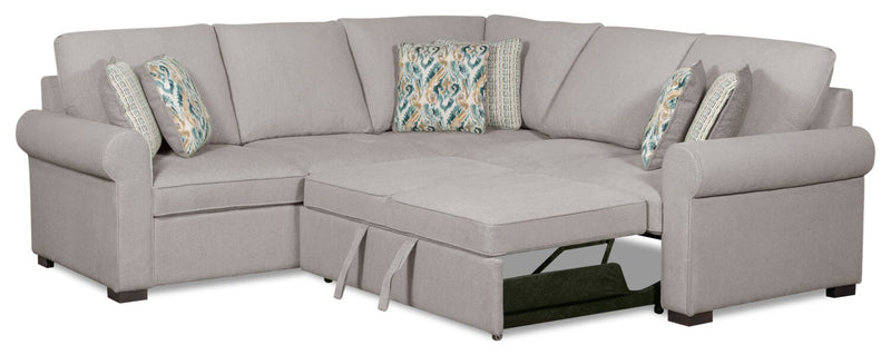 Scott Living Haven 2-Piece Right-Facing Chenille Fabric Sleeper Sectional - Grey