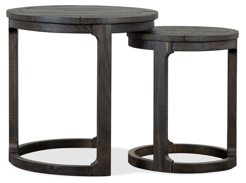 Axl 24\" Traditional Round Nesting End Tables - Dark Grey-Brown Wood
