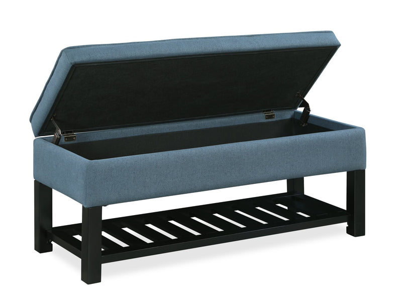 Ryan 43.5\" Storage Bench with Bottom Shelf - Blue