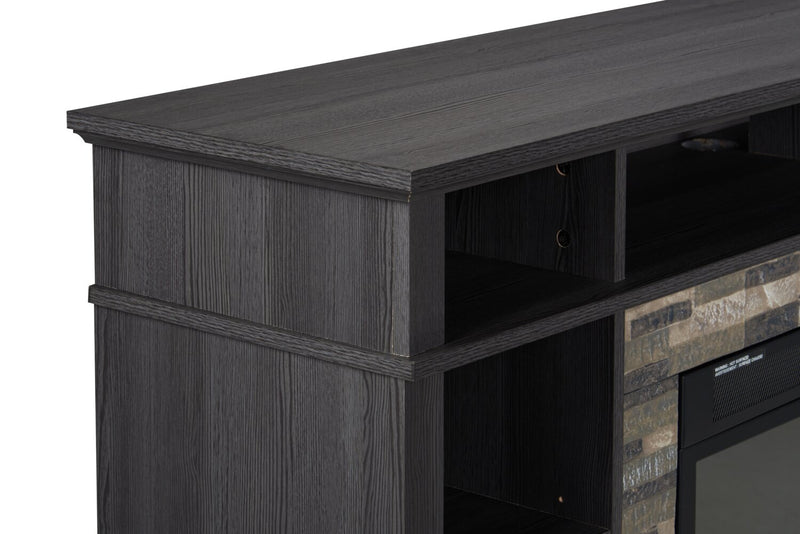 Lappland 70\" Electric Fireplace TV Stand with Storage and Cable Management for TVs up to 80\"- Black