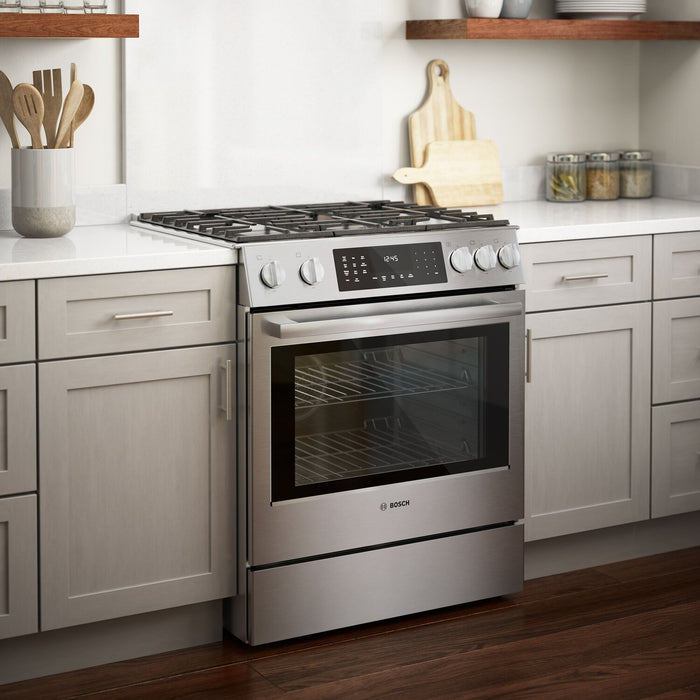 Bosch 800 Series 4.6 Cu. Ft. Dual Fuel Range with Warming Drawer - HDI8056C