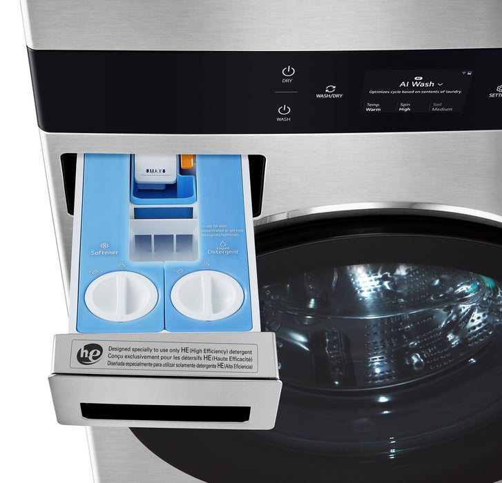 LG Studio 5.8 Washer/7.4 Dryer Cu. Ft. Front-Load High-Efficiency Steam Washtower™ - Nobel Steel - SWWE50N3