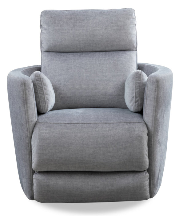 Ember 36\" Fabric Swivel Power Reclining Chair - Silver Cotton