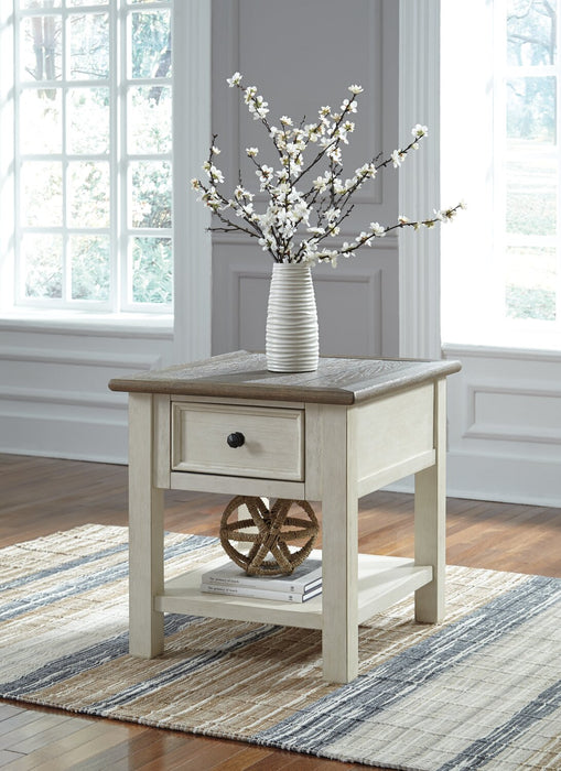 Colby 24\" Rustic End Table with Storage and Shelf - Two Tone Wood