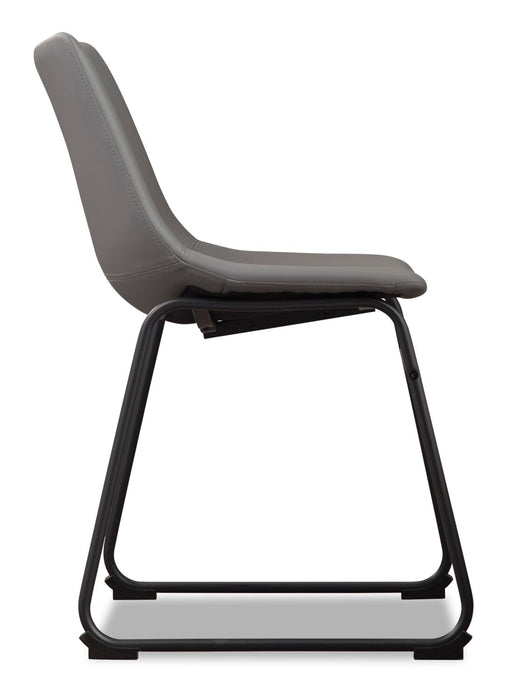 Cole Dining Chair with Vegan Leather Fabric, Metal - Grey
