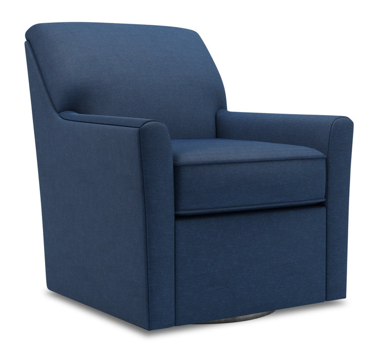 Made in Canada Sofa Lab Customizable Swivel 31\" Linen-Look Fabric Accent Chair - Pax Navy Blue
