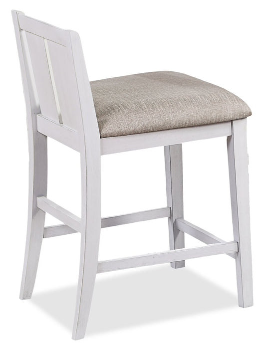 Lane 3pc Counter-Height Dining Set with Table & 2 Chairs, Built-in Shelves & USB, 36.5\"W - White