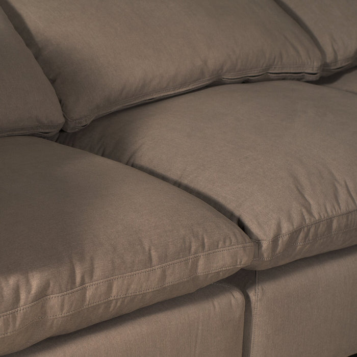 Eclipse Modular 4-Piece Linen-Look Fabric Sectional with Ottoman and Reversible Feather Down Cushions - Slate Grey