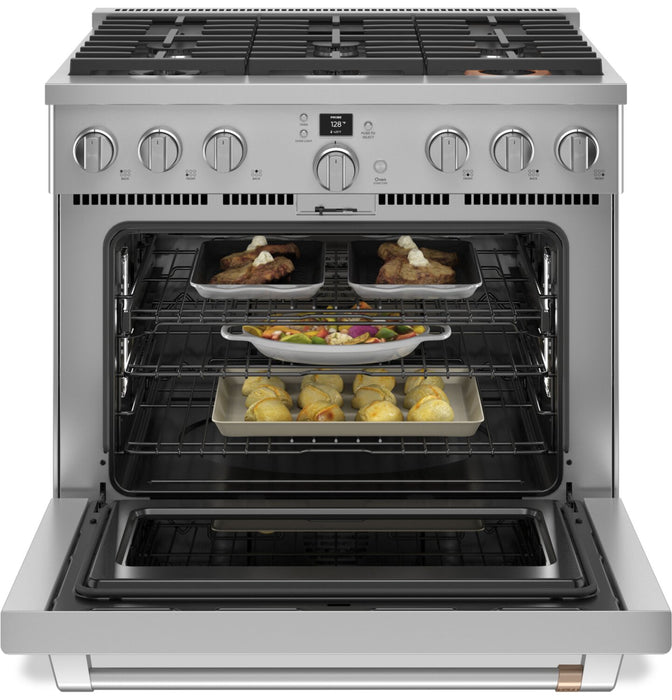 Cafe 5.7 Cu. Ft. Smart Dual Fuel Range with True European Convection and Self Clean Racks - Stainless Steel - C2Y366P2TS1