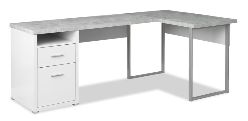Pollie 78.75\" Reversible L-Shaped Office Desk with 2-Drawers & Cubby- White
