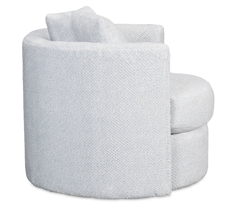 Made in Canada Petite 36\" Chenille Fabric Swivel Cuddler Accent Chair - Teddy Star Grey