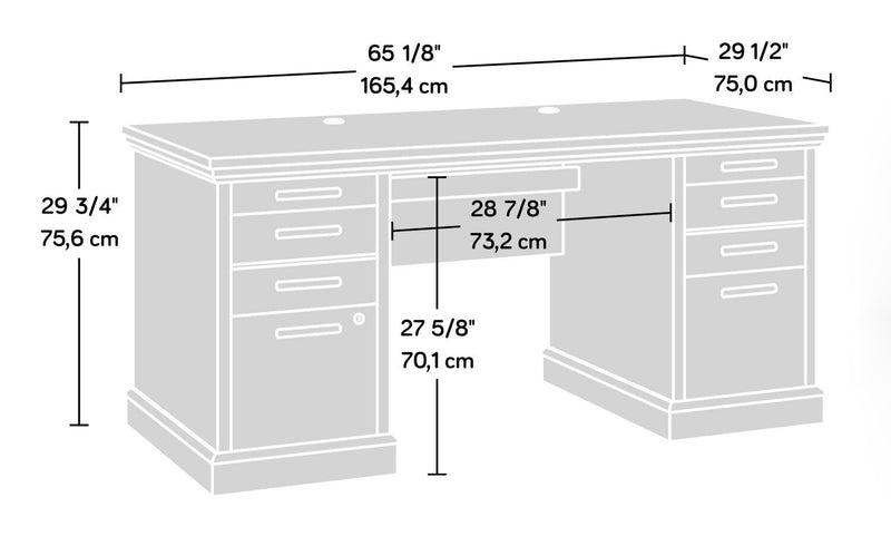Akira 29.53\" Executvie Office Desk with 6-Drawers - Prime Oak