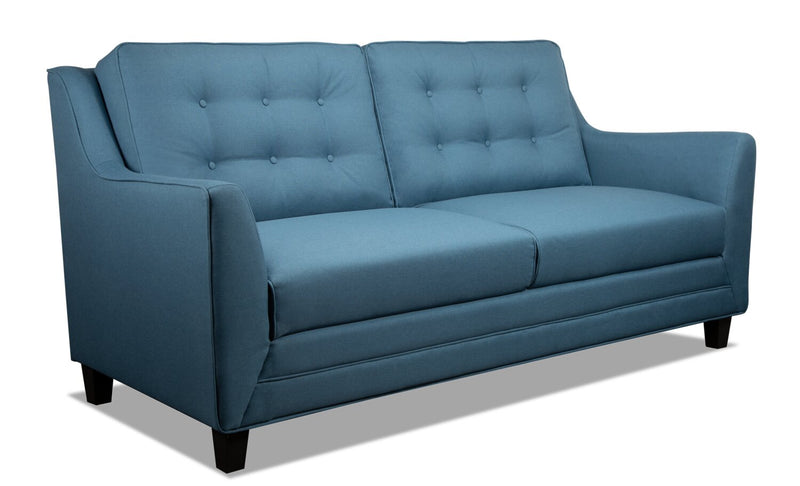 Novalee 75.5\" Linen-Look Sofa with Flared Arms and Button Tufting - Blue