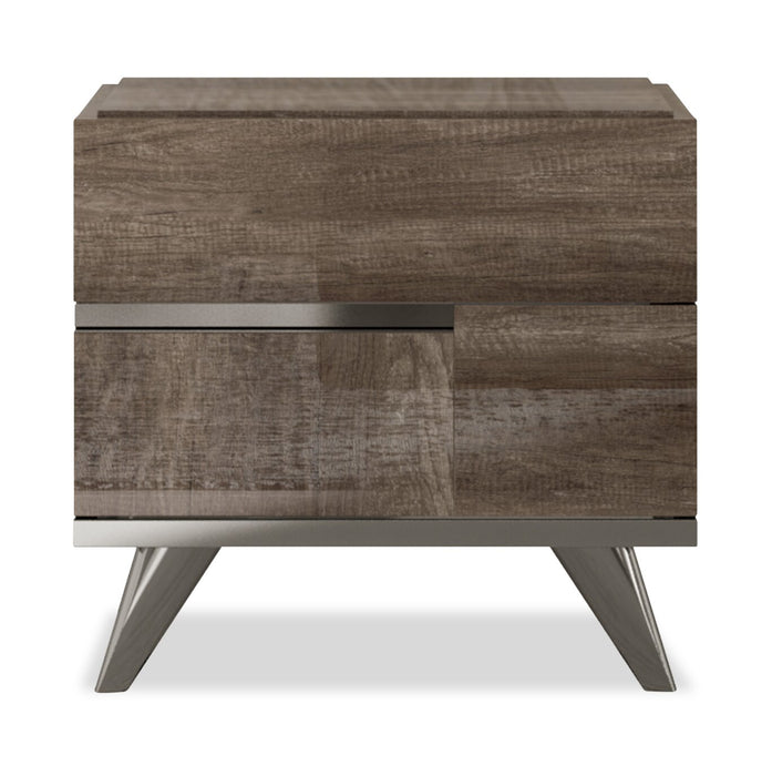 Gino 6pc Bedroom Set with Panel Bed, Dresser, Mirror & Nightstand - Made in Italy, Modern, Brown - King Size