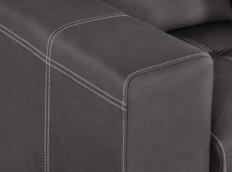 Drake 41.5\" Faux Suede Fabric Chair with Pull-Out Ottoman and Flip-Up Headrest - Cement Grey
